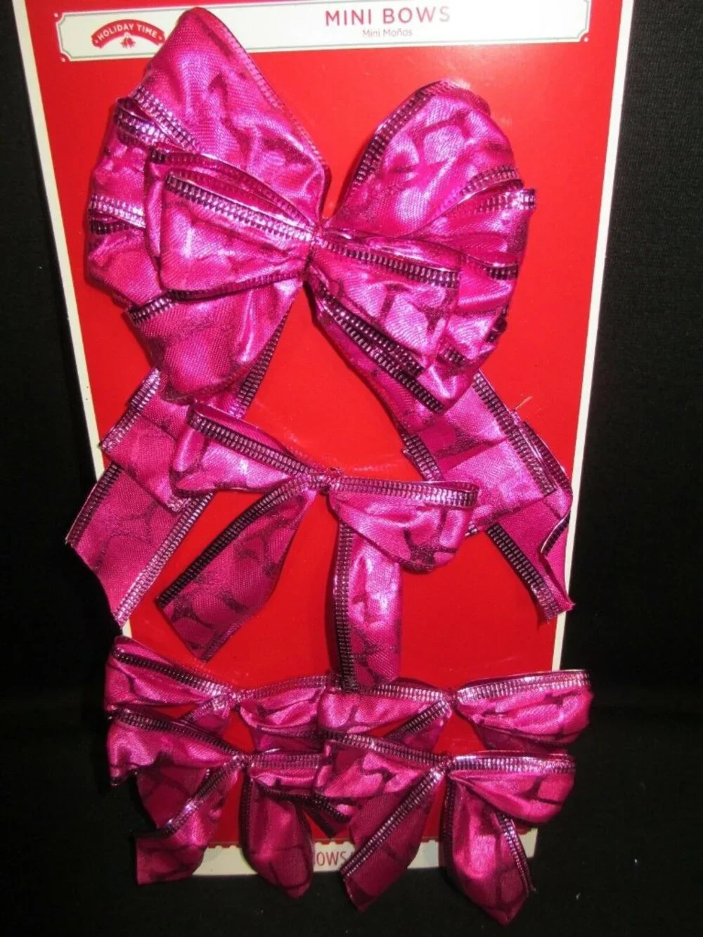 6 Pink Magenta Shimmer Wire Edge Mini Bow Set Christmas Gift Wreath Package